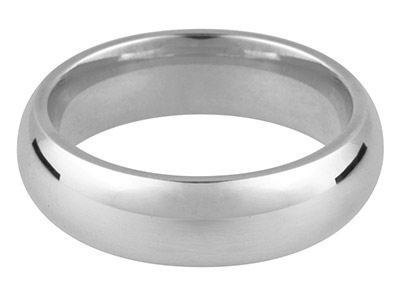 9ct White Gold Court Wedding Ring  2.5mm, Size J, 2.6g Medium Weight, Hallmarked, Wall Thickness 1.63mm, 100 Recycled Gold