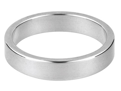 9ct White Gold Flat Wedding Ring   2.0mm, Size K, 1.7g Medium Weight, Hallmarked, Wall Thickness 1.17mm, 100% Recycled Gold - Standard Image - 1