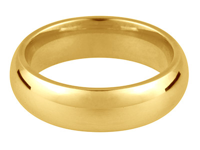 9ct Yellow Gold Court Wedding Ring 5.0mm, Size T, 6.0g Medium Weight, Hallmarked, Wall Thickness 1.95mm, 100 Recycled Gold