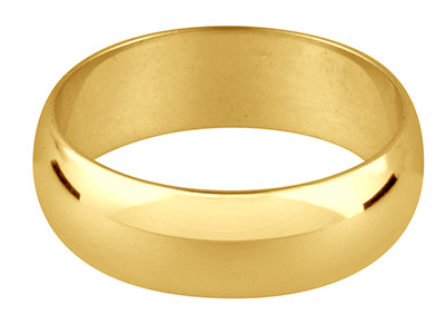 9ct Yellow Gold D Shape            Wedding Ring 5.0mm, Size R, 4.5g   Medium Weight, Hallmarked, Wall    Thickness 1.38mm, 100 Recycled    Gold