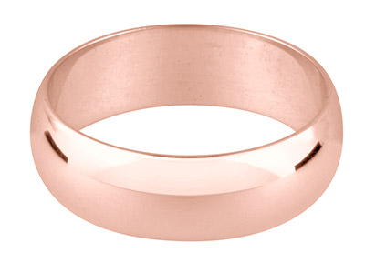 18ct Red Gold D Shape Wedding Ring 5.0mm, Size T, 6.2g Medium Weight, Hallmarked, Wall Thickness 1.35mm, 100 Recycled Gold