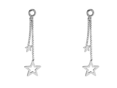Sterling Silver Star Earring       Dropper Chain 17mm Pack of 2, 100% Recycled Silver - Standard Image - 1