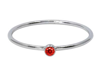Sterling Silver July Birthstone    Stacking Ring 2mm Ruby             Cubic Zirconia - Standard Image - 1
