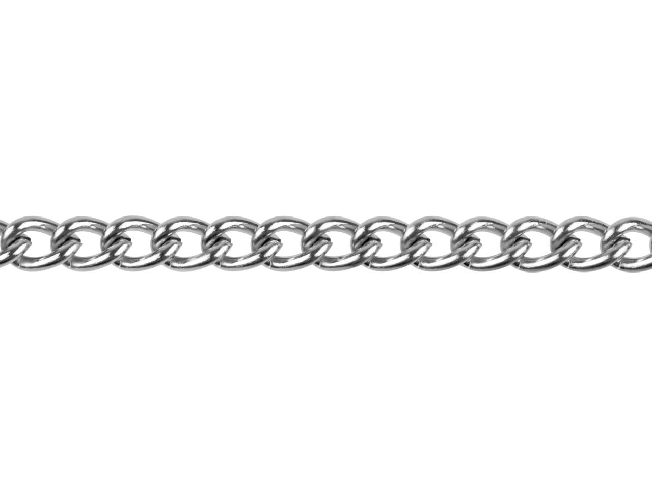 Silver Plated 4.4mm Loose Curb     Chain 1 Metre Length