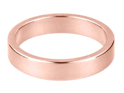 9ct Red Gold Flat Wedding Ring     4.0mm, Size X, 3.8g Medium Weight, Hallmarked, Wall Thickness 1.16mm, 100 Recycled Gold