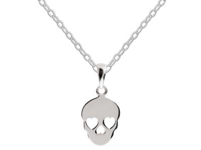 Sterling Silver Sugar Skull        Halloween Jewellery Pendant And    Chain Set