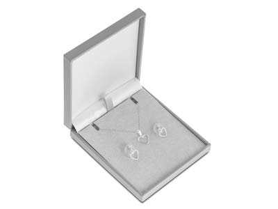 Sterling Silver Valentine's Day    Heart Design Earrings And Pendant  Jewellery Gift Set - Standard Image - 1