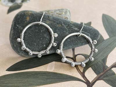 Cooksongold Sterling Silver Bead   Wire Wrapped Hoop Earrings Project - Standard Image - 4