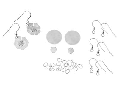 Silver Flower Disc Earrings