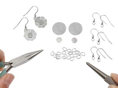 Cooksongold Sterling Silver Flower Disc Earrings Jewellery Making     Project - Standard Image - 2