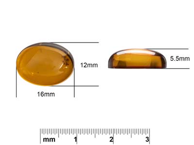 Natural Amber, Oval Cabochon,      16x12mm - Standard Image - 4