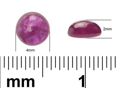Ruby, Round Cabochon, 4mm - Standard Image - 4