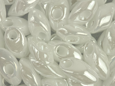 Miyuki Long Magatama Seed Beads     4x7mm White Pearl Ceylon 8.5g Tube, Miyuki Code Lma-420-tube