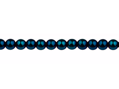 Electroplated Hematite Semi        Precious Round Beads, Blue, 6mm,   15-15.5 Strand