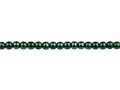 Electroplated Hematite Semi        Precious Round Beads, Green, 4mm,  15