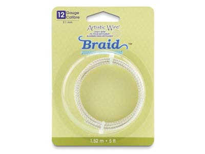 Beadalon Artistic Wire 12 Gauge    Round Braid Tarnish Resistant      Silver 2.1mm X 1.5m
