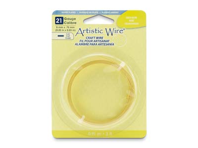 Beadalon Artistic Wire 21 Gauge    Flat Silver Plated Gold Colour     0.75mm X 5mm X 0.91m