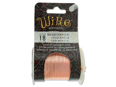 Wire Elements, 18 Gauge, Rose Gold Colour, Tarnish Resistant, Medium  Temper, 10yd/9.14m - Standard Image - 1