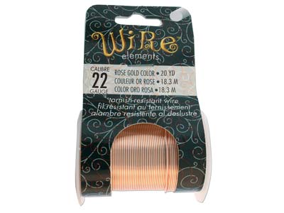 Wire Elements, 22 Gauge, Rose Gold Colour, Tarnish Resistant, Medium  Temper, 20yd/18.29m - Standard Image - 1