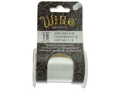 Wire Elements, 18 Gauge, Silver    Colour, Tarnish Resistant, Medium  Temper, 10yd/9.14m - Standard Image - 1