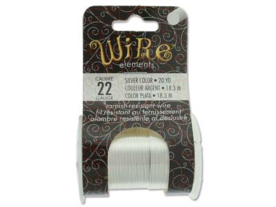 Wire Elements, 22 Gauge, Silver    Colour, Tarnish Resistant, Medium  Temper, 20yd/18.29m - Standard Image - 1