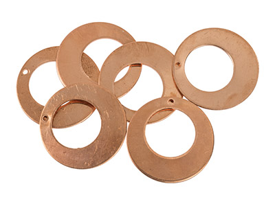Copper Blanks Round Drop Pack of 6 25mm X 1mm Cut Out
