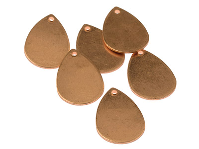 Copper Blanks Small Teardrop       Pack of 6 21mm X 13mm