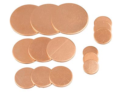 Copper Blanks Mixed Set, Discs Mix 10mm To 25mm