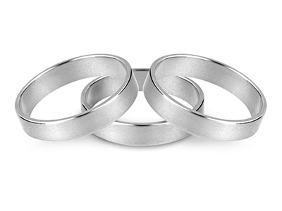 9ct White Gold Flat Wedding Ring   5.0mm, Size R, 5.0g Medium Weight, Hallmarked, Wall Thickness 1.25mm, 100% Recycled Gold - Standard Image - 2
