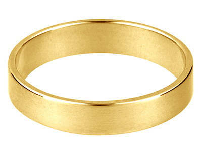 18ct Yellow Gold Flat Wedding Ring 5.0mm, Size T, 8.3g Heavy Weight,  Hallmarked, Wall Thickness 1.55mm, 100 Recycled Gold