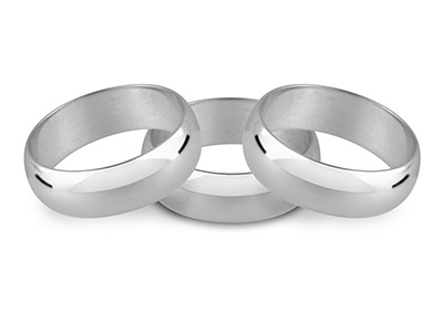 Silver D Shape Wedding Ring 5.0mm, Size X, 5.6g Heavy Weight,         Hallmarked, Wall Thickness 1.69mm, 100% Recycled Silver - Standard Image - 2