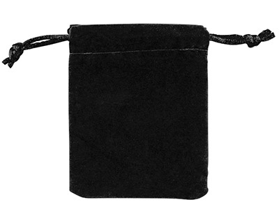 Anti Tarnish Velveteen Drawstring  Pouch, Black, Pack of 10, 2.75