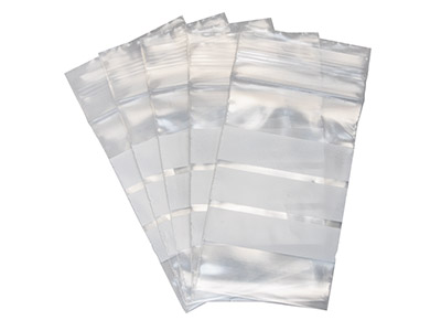 Plastic Bags With Write On Strips  Extra Small 35x60mm Resealable     Pack of 100 - Standard Image - 1