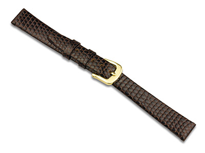Brown Lizard Grain Watch Strap 14mm Genuine Leather