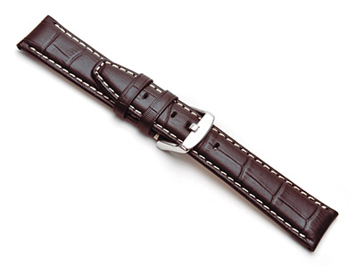 Brown Super Croc Grain Watch Strap Nubuck Lining 22mm Genuine Leather