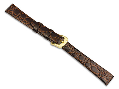 Brown Croc Grain Watch Strap 18mm  Genuine Leather