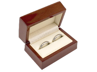 Wooden Double Ring Box, Mahogany   Colour