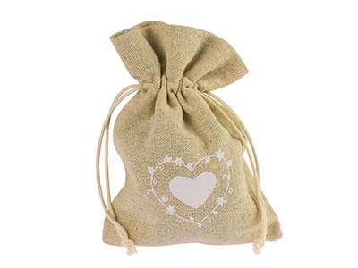 Jute Bag Small Pack of 10, Large   Heart