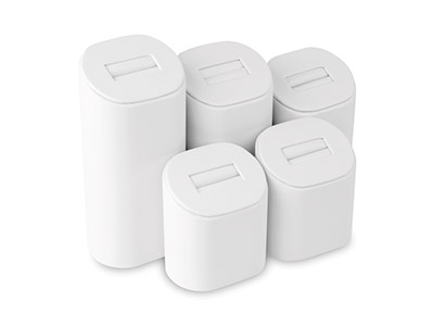 White Leatherette 5 Piece Ring Set