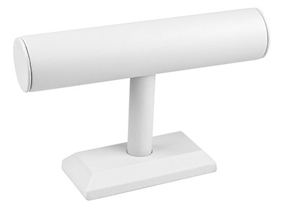 White Leatherette T-bar Bracelet   Display Stand - Standard Image - 1