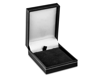 Black Leatherette Pendant Box      Silver Line - Standard Image - 1