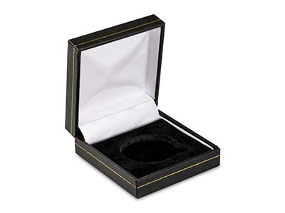 Black Leatherette Crown Coin Box - Standard Image - 1