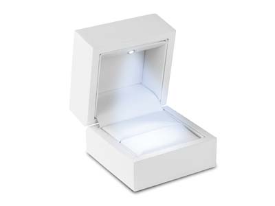 White Wooden LED Ring Box