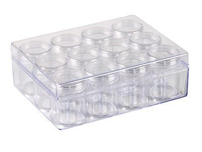 Clear Bead Storage Jar Set, 12     Large Jars In A Clear Box - Standard Image - 2