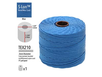 Beadsmith S-lon Bead Cord Blue Tex 210 Gauge #18 70m - Standard Image - 3