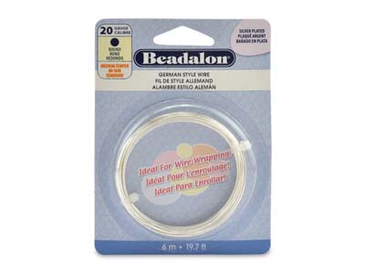 Beadalon German Style Wire, Round, Silver Plated, 20 Gauge, 0.81mm X  6m - Standard Image - 1