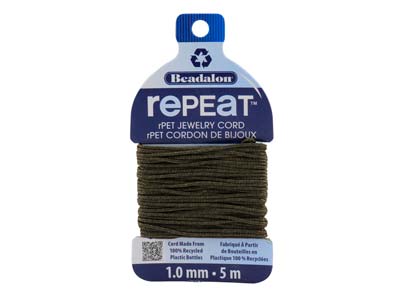 Beadalon rePEaT 100% Recycled      Braided Cord, 8 Strand, 1mm X 5m,  Earth - Standard Image - 1