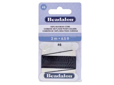 Beadalon Black Silk Thread With    Needle, Size 6 0.70mm 2m Length - Standard Image - 1