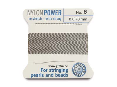 Griffin Nylon Power, Bead Cord,    Grey, Size 6 - Standard Image - 1
