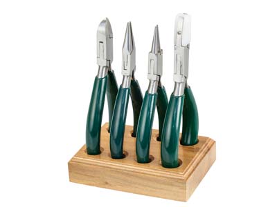 Jewellers Pliers Set With Wooden   Holder, 4 X 140mm Pliers - Standard Image - 1